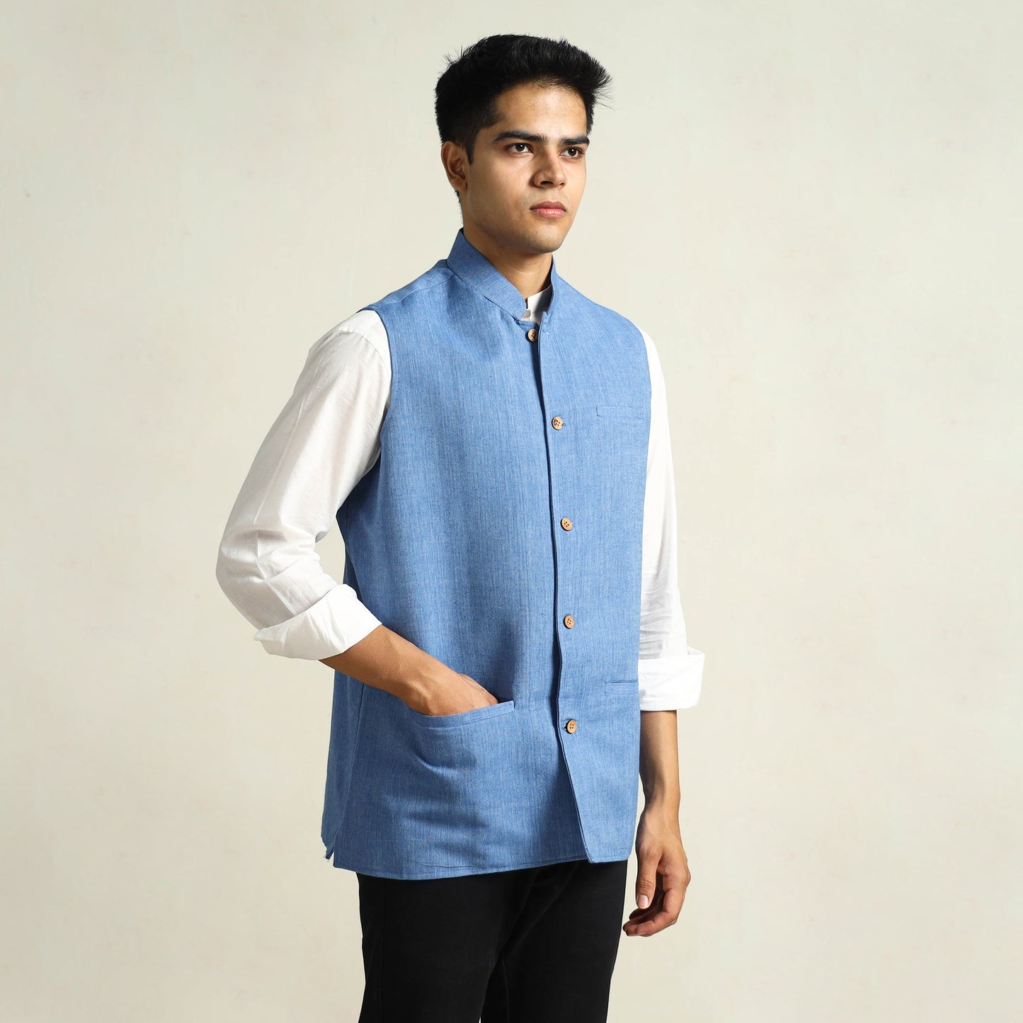 Buy Pure Cotton Handloom Men Nehru Jacket 06 Online at iTokri.com