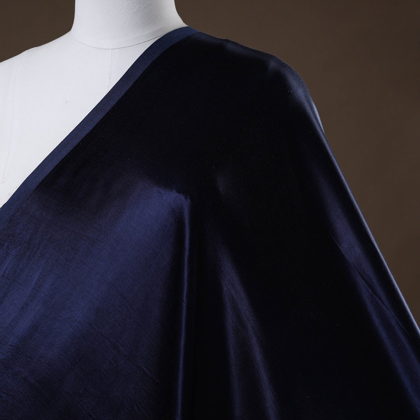 Blue - pure mashru silk plain fabric (width - 46 in) 08