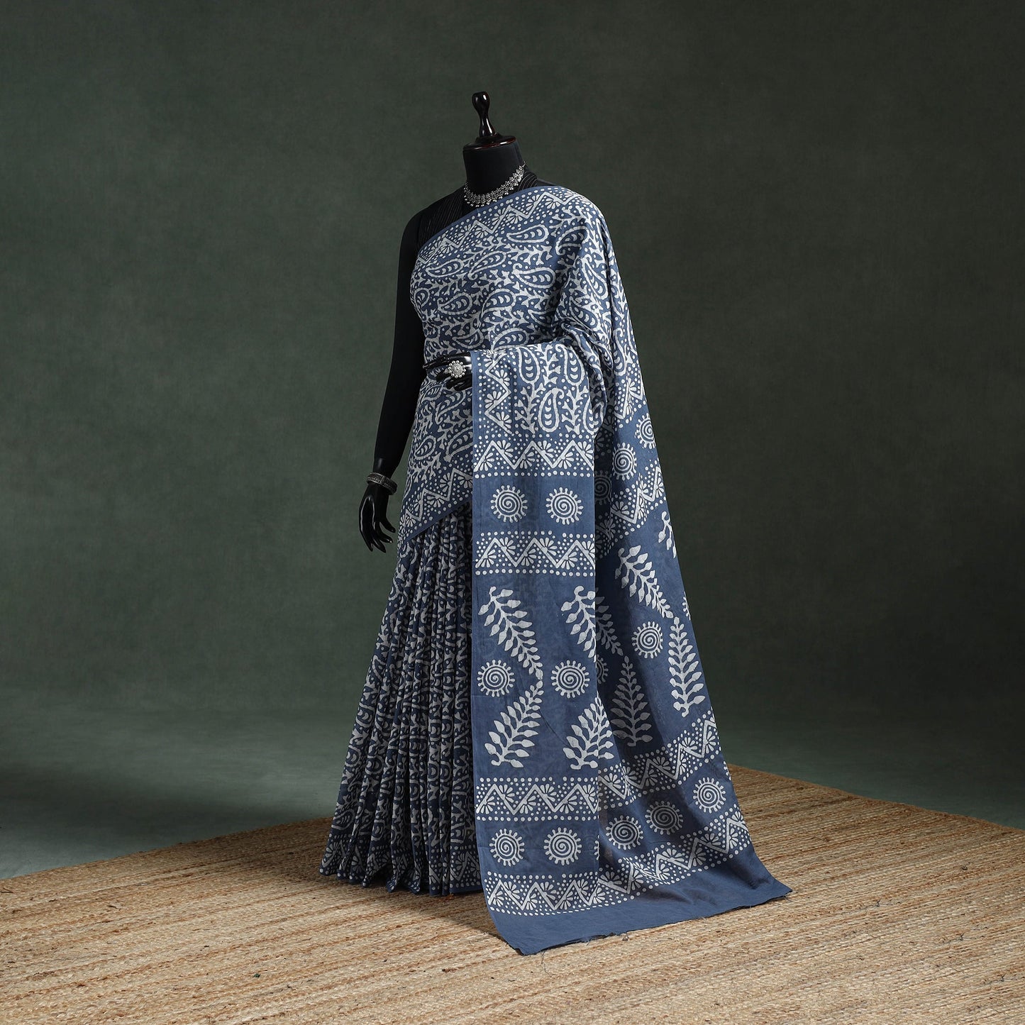 Pure mul cotton hand block batik print saree 45