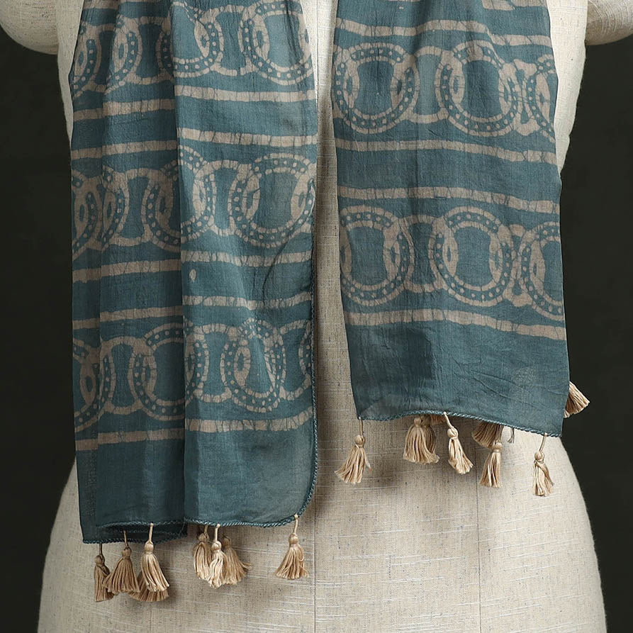 Pure mul cotton kutch hand block batik print stole