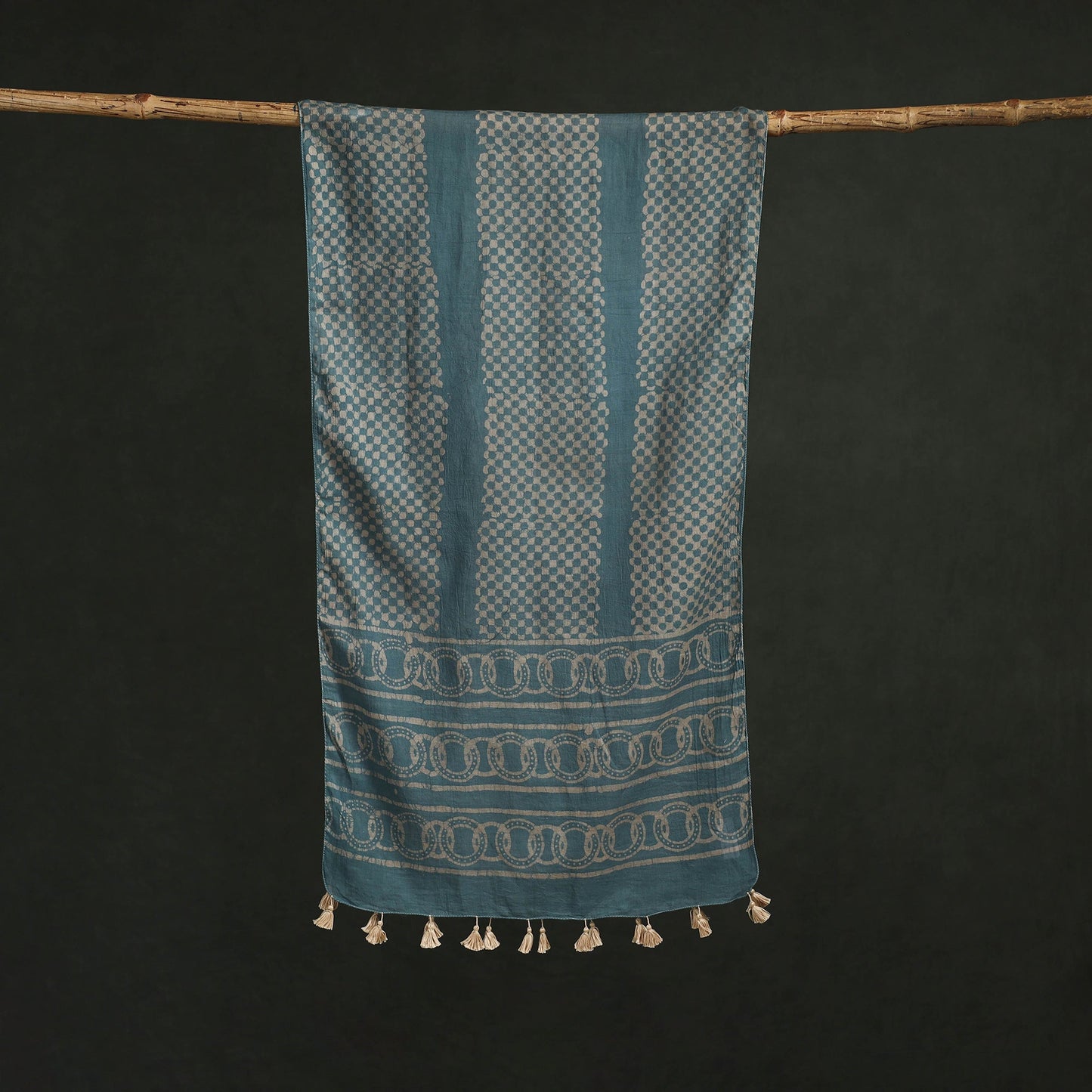 Pure mul cotton kutch hand block batik print stole