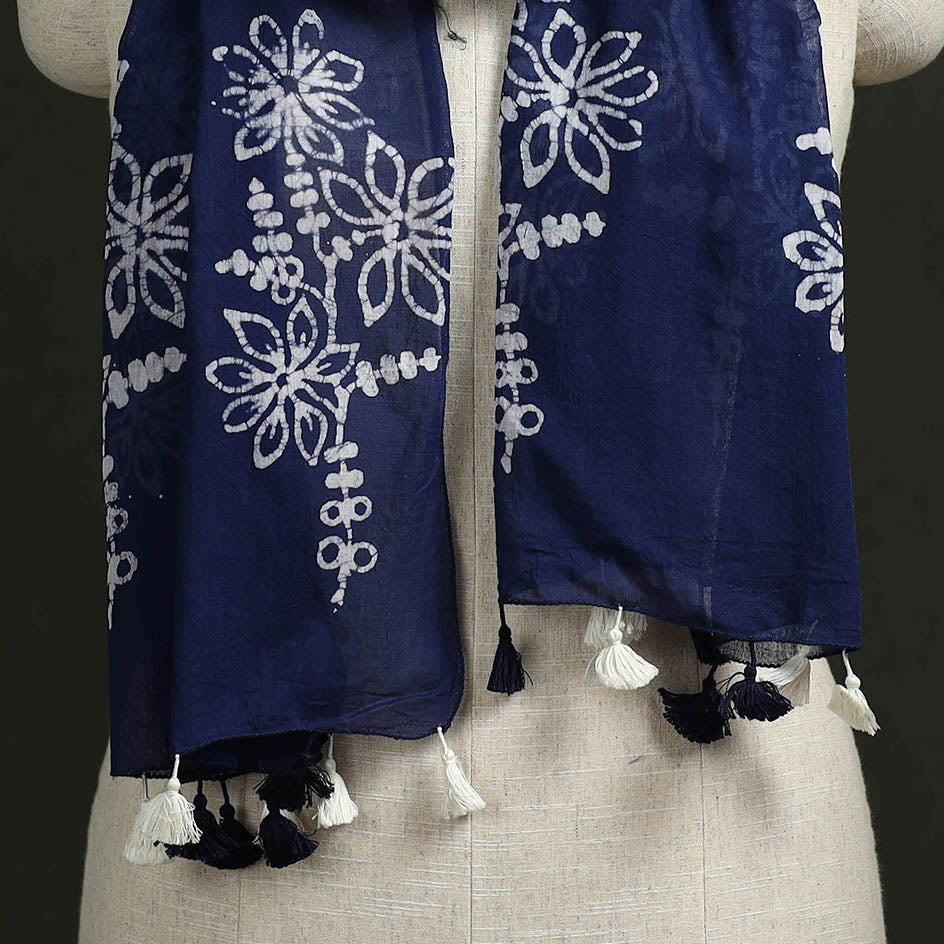 Pure mul cotton kutch hand block batik print stole