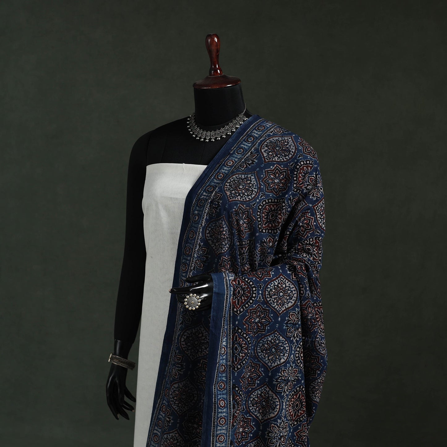 Blue - pure mul cotton kutch hand block print natural dyed
