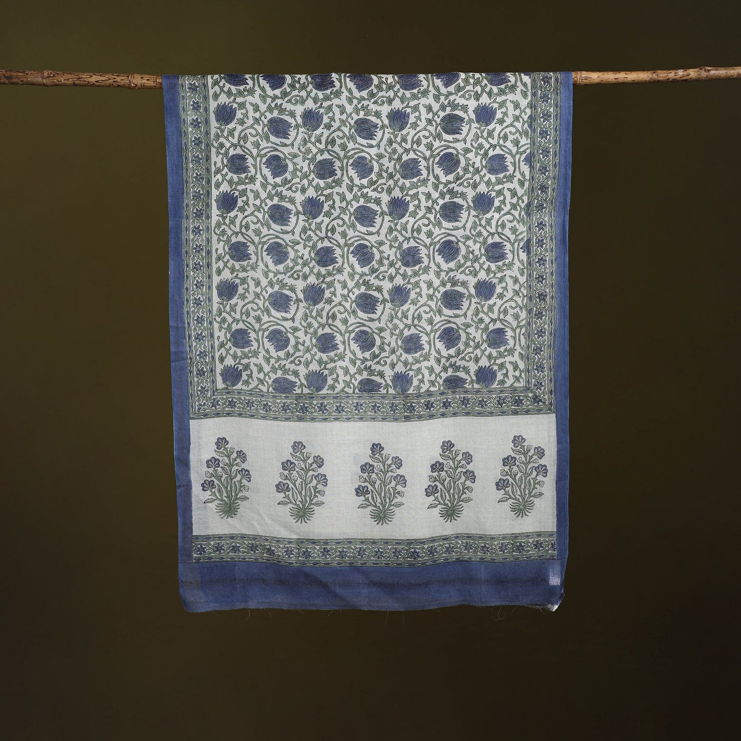 Pure wool hand sanganeri stole 23 - handcrafted