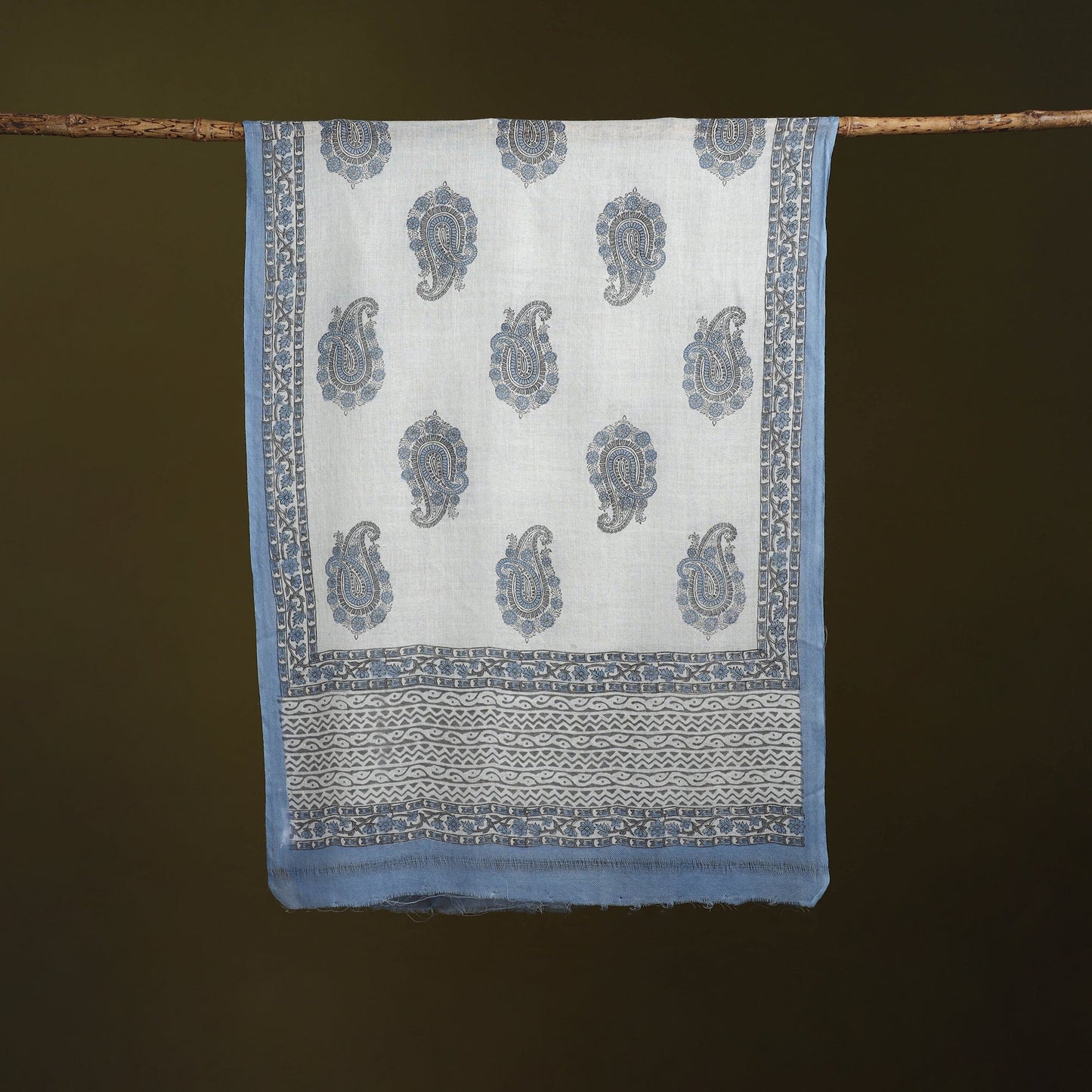 Pure wool hand sanganeri stole 33 - handcrafted