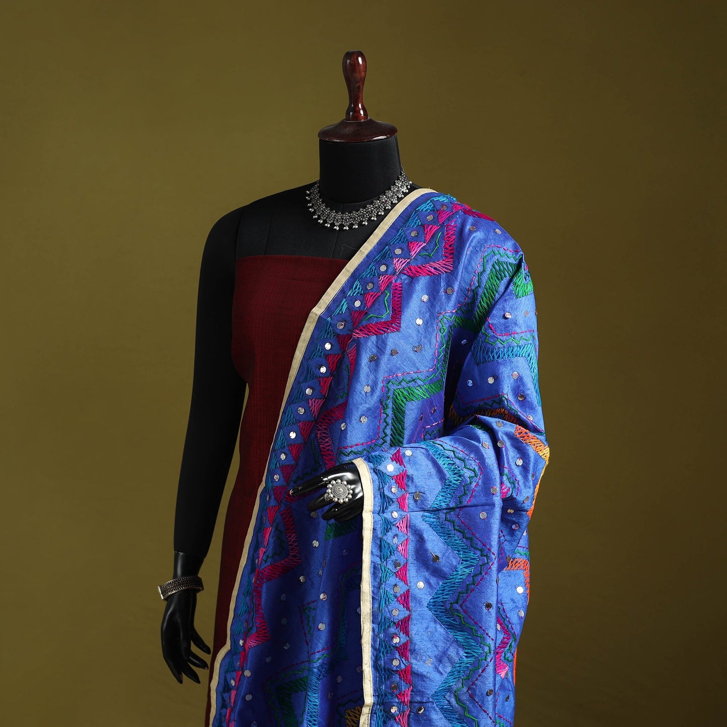 Ranihati chanderi silk zig zag hand embroidery dupatta 26