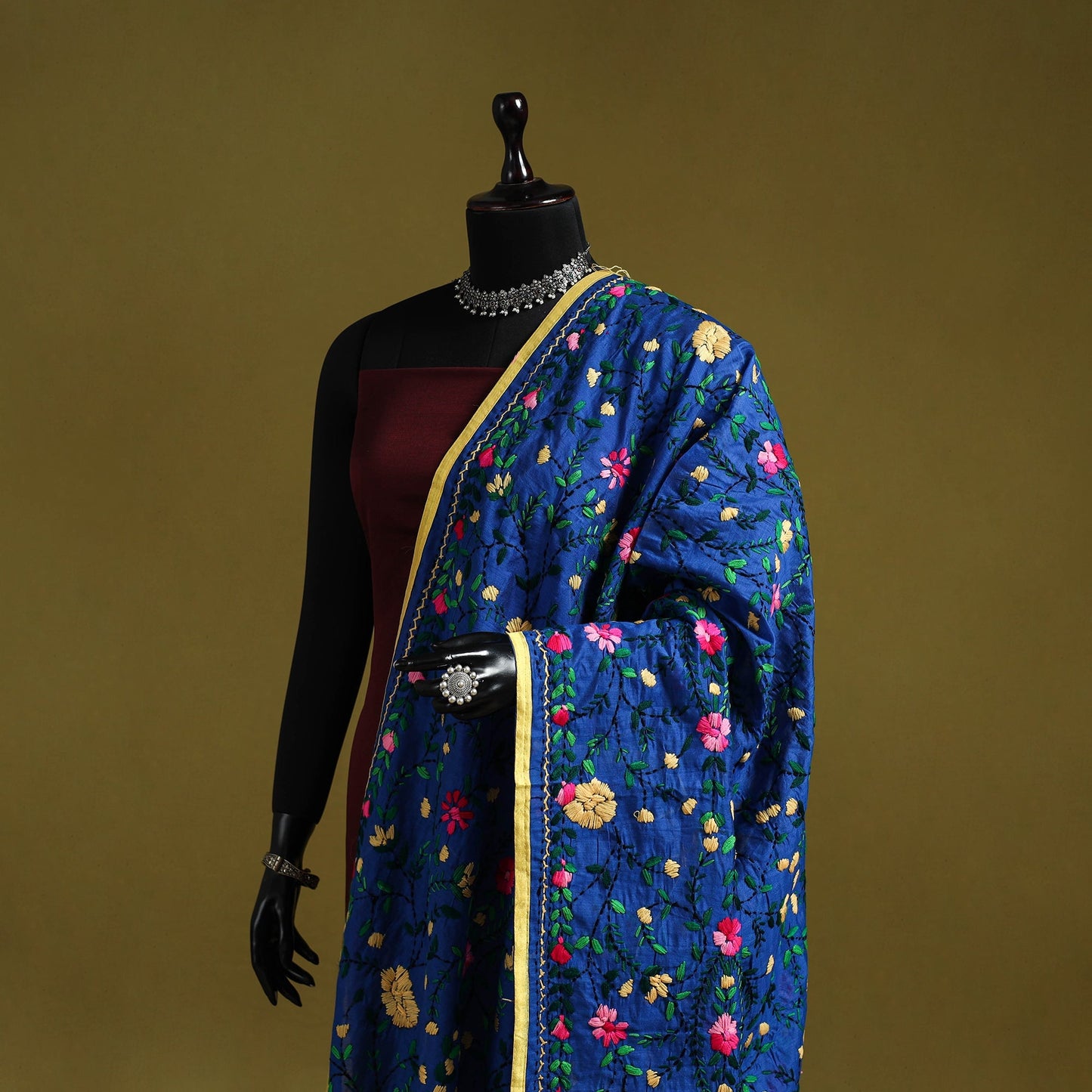 Ranihati chapa work chanderi silk hand embroidery dupatta