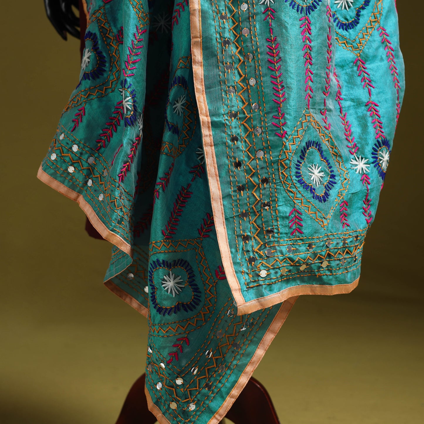 Ranihati chapa work chanderi silk hand embroidery dupatta