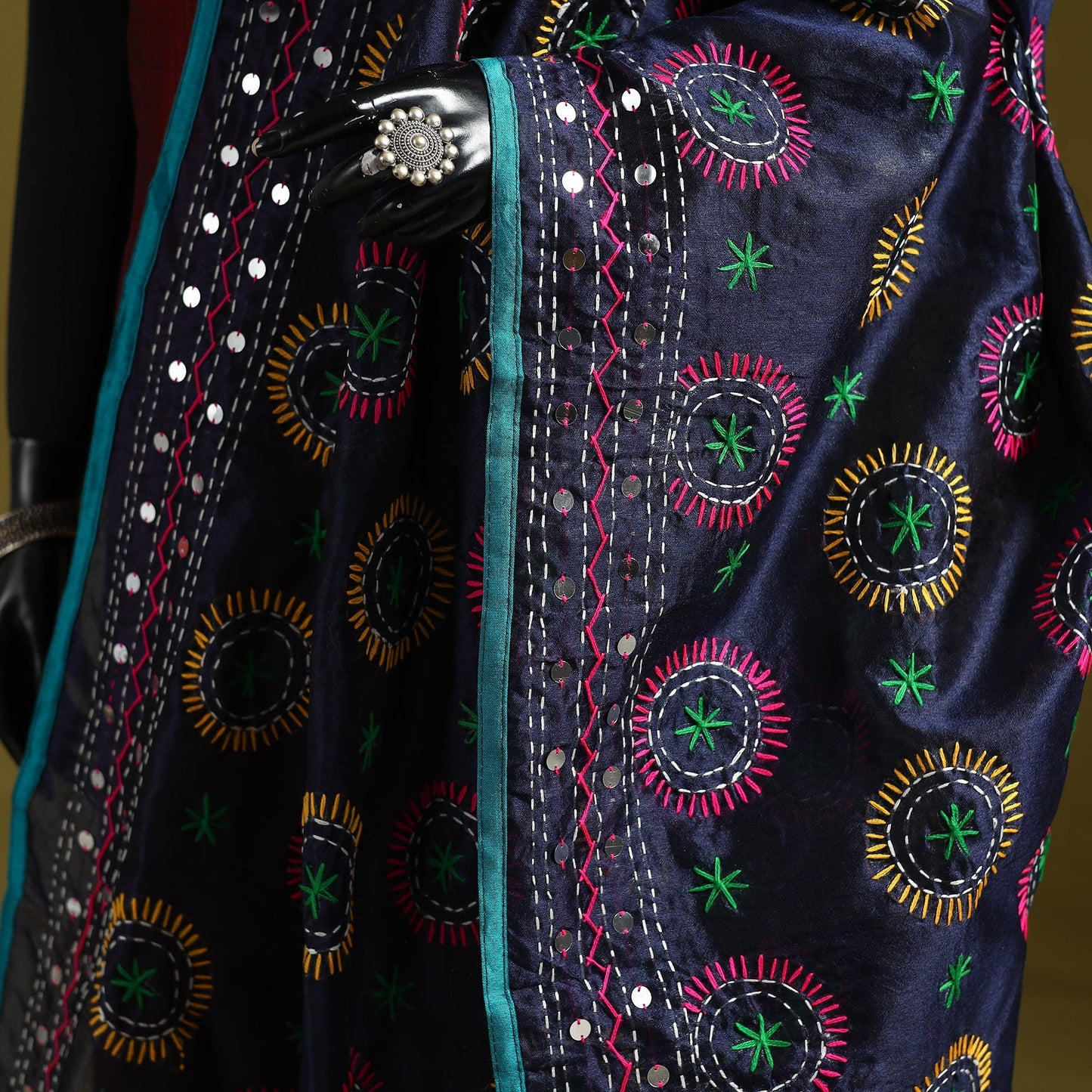 Ranihati chapa work chanderi silk hand embroidery dupatta
