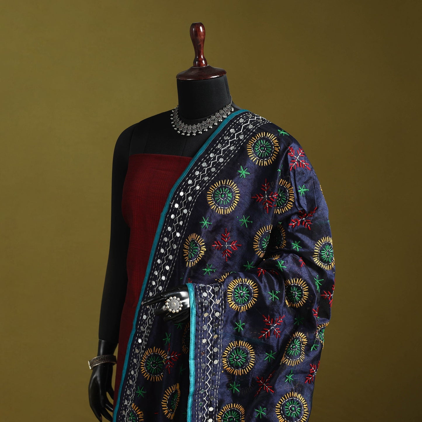 Ranihati chapa work chanderi silk hand embroidery dupatta