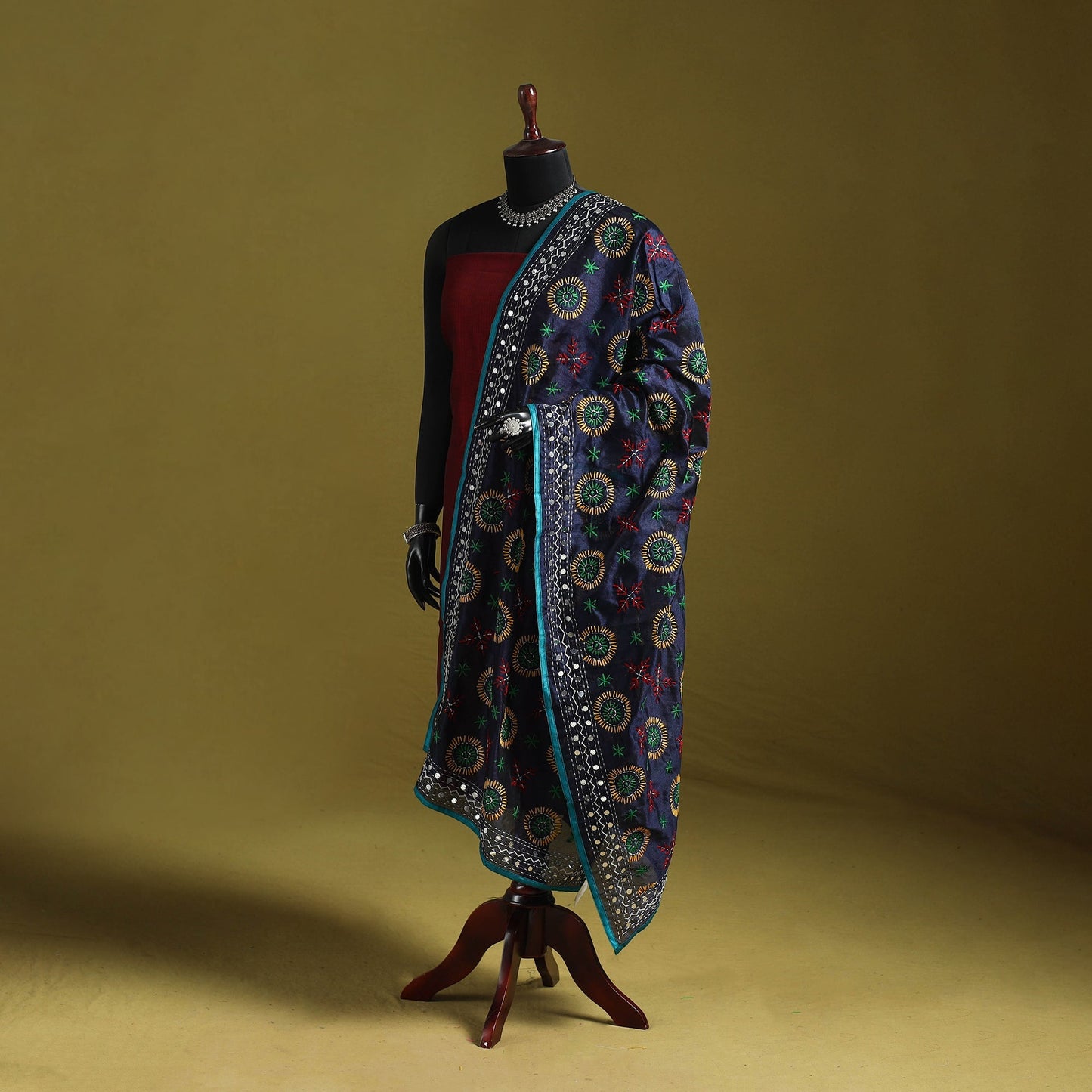 Ranihati chapa work chanderi silk hand embroidery dupatta