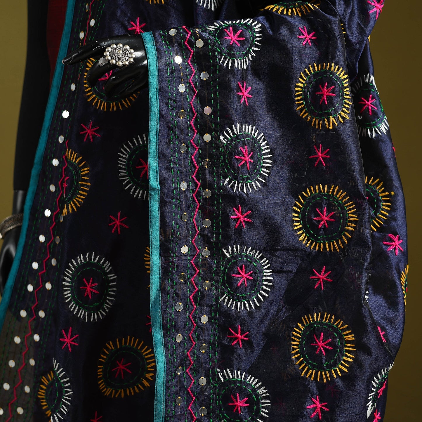 Ranihati chapa work chanderi silk hand embroidery dupatta