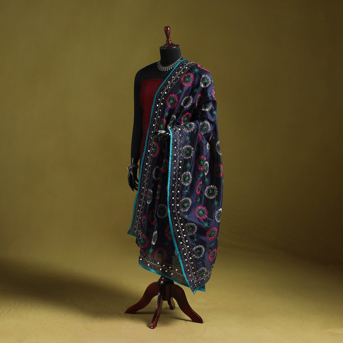 Ranihati chapa work chanderi silk hand embroidery dupatta