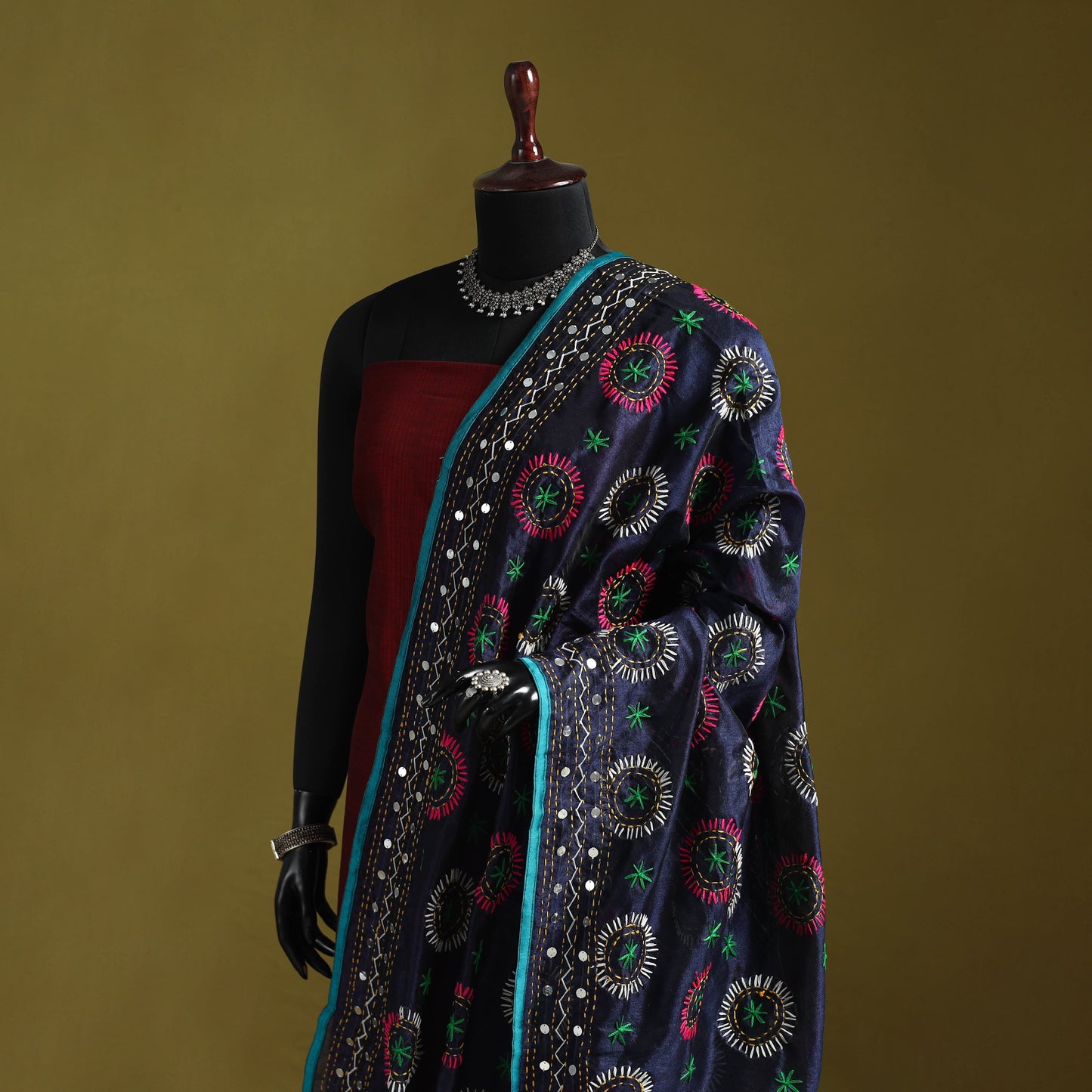 Ranihati chapa work chanderi silk hand embroidery dupatta