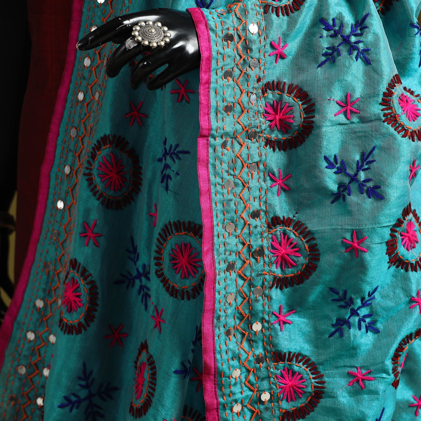 Ranihati chapa work chanderi silk hand embroidery dupatta