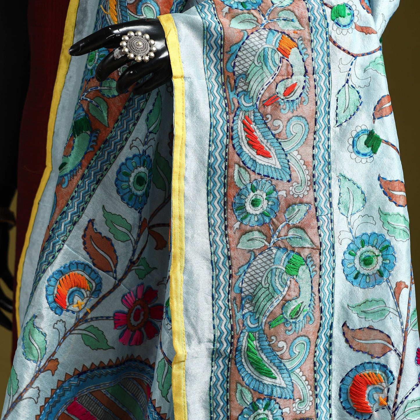 Ranihati madhubani chapa work chanderi silk hand embroidery