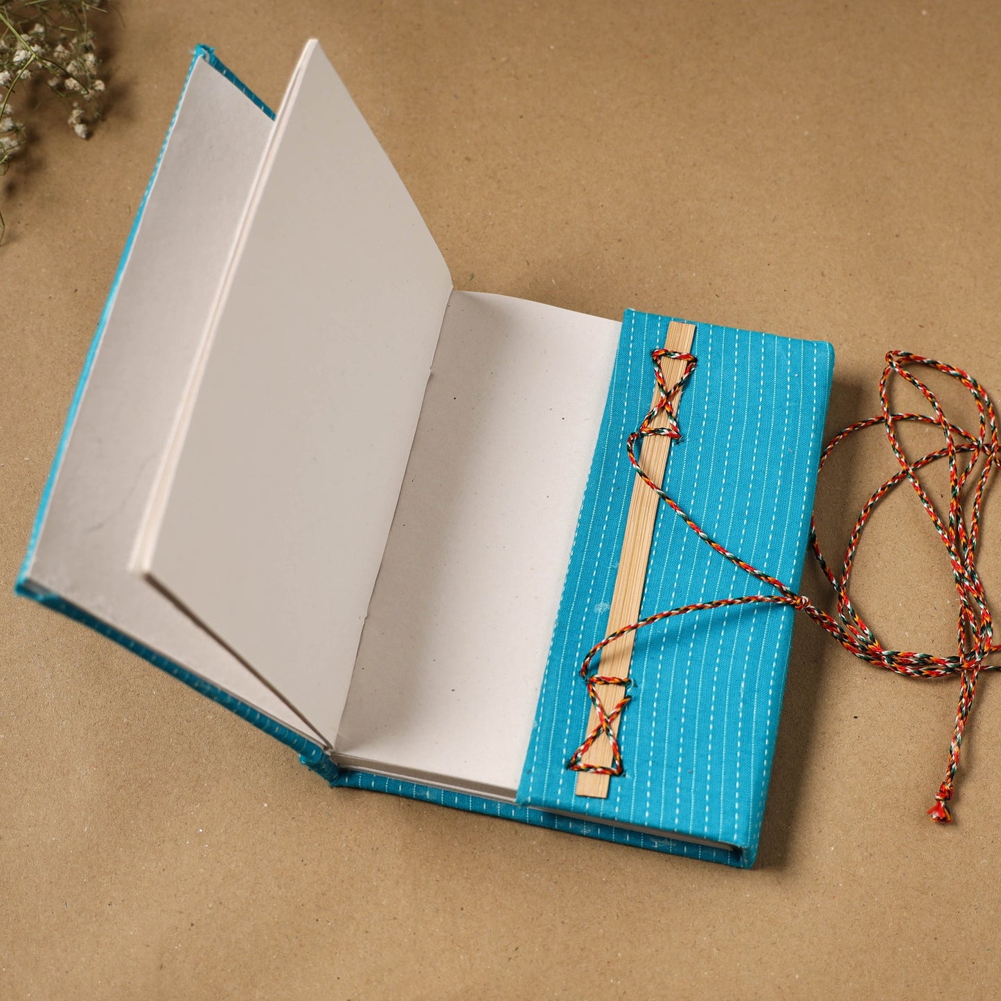 Running stitch fabric cover handmade paper notebook