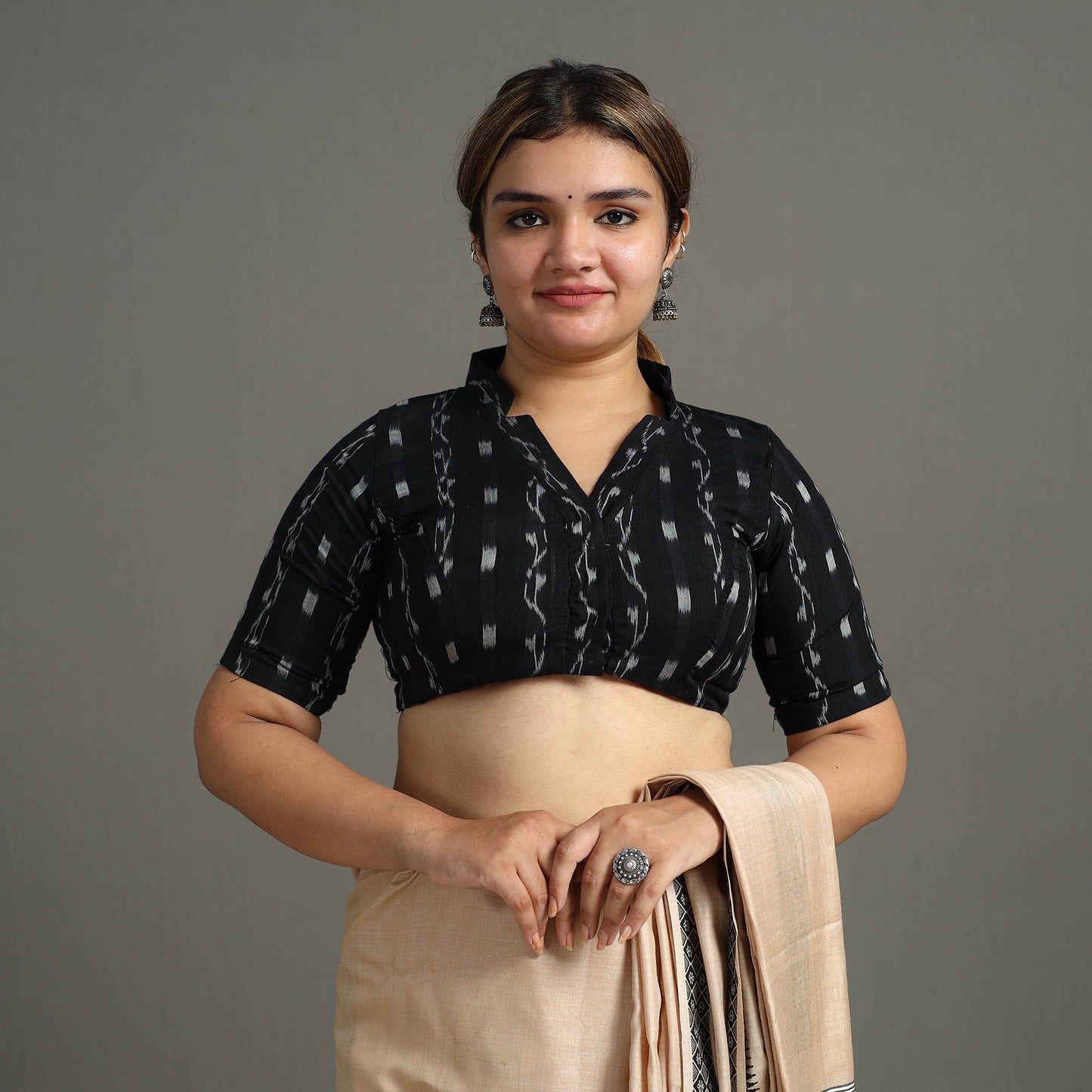 Blue - sambalpuri cotton stitched ikat blouse 02