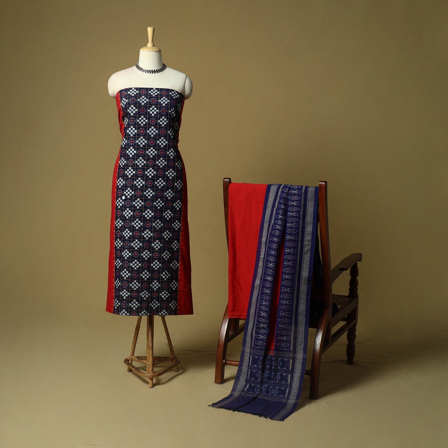 Sambalpuri ikat handloom cotton 3pc unstitched dress