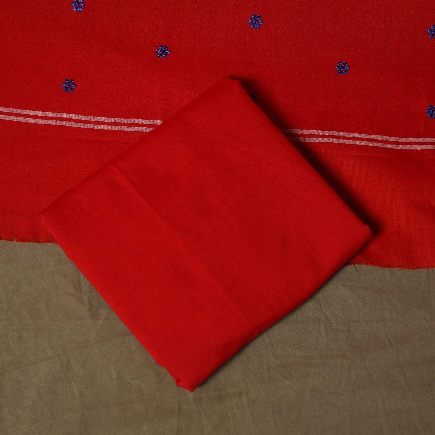 Sambalpuri ikat handloom embroidered cotton 3pc unstitched
