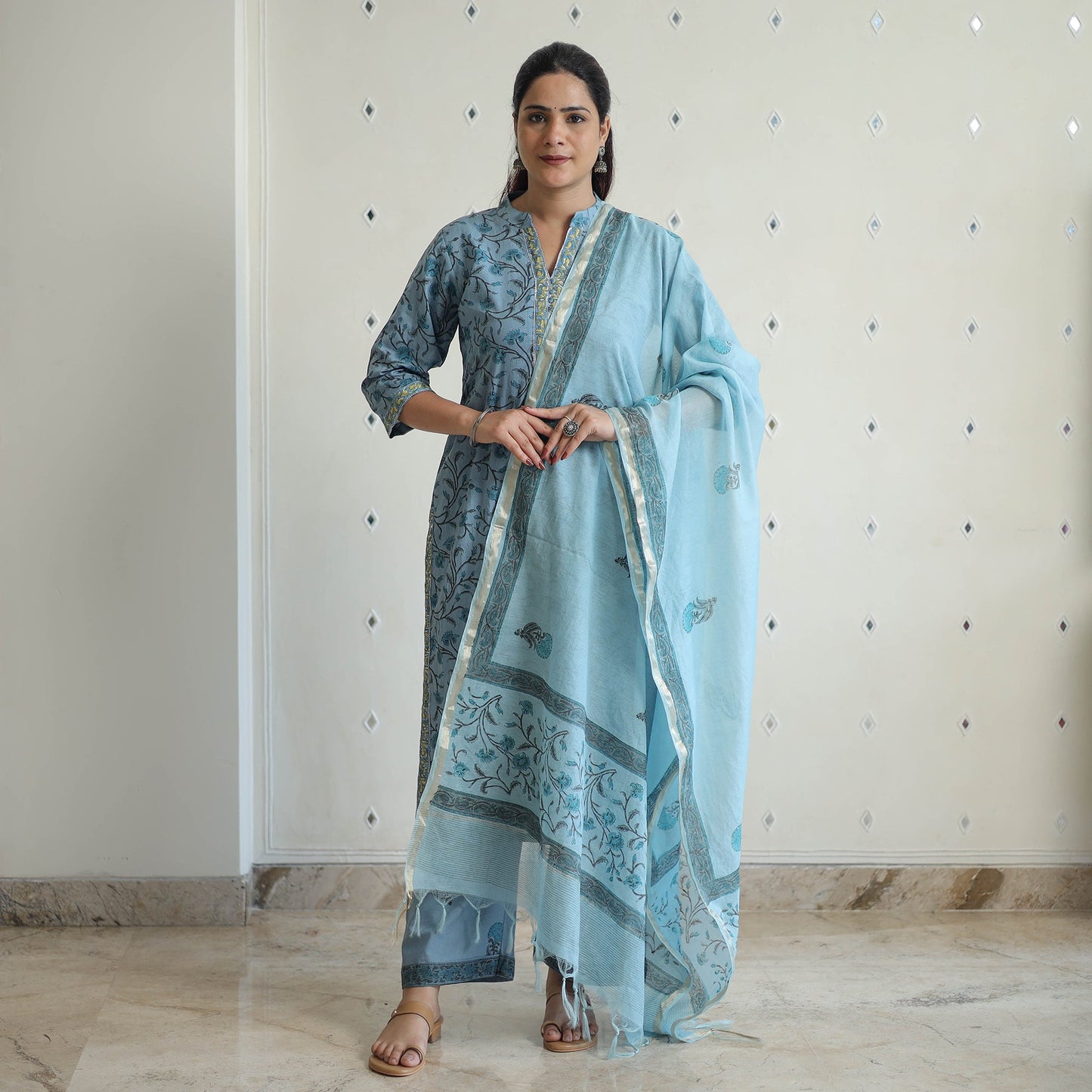 Sanganeri Block Print Suit Set Shop Now Online in India