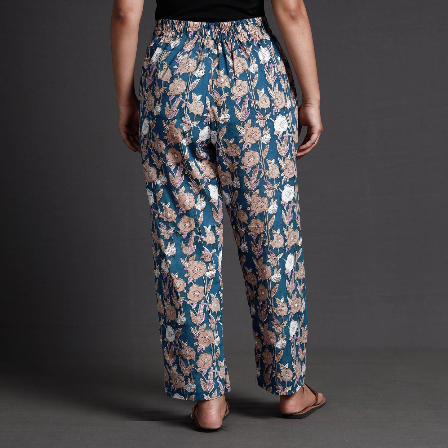 Buy Sanganeri Block Printed Cotton Elasticated Palazzo
