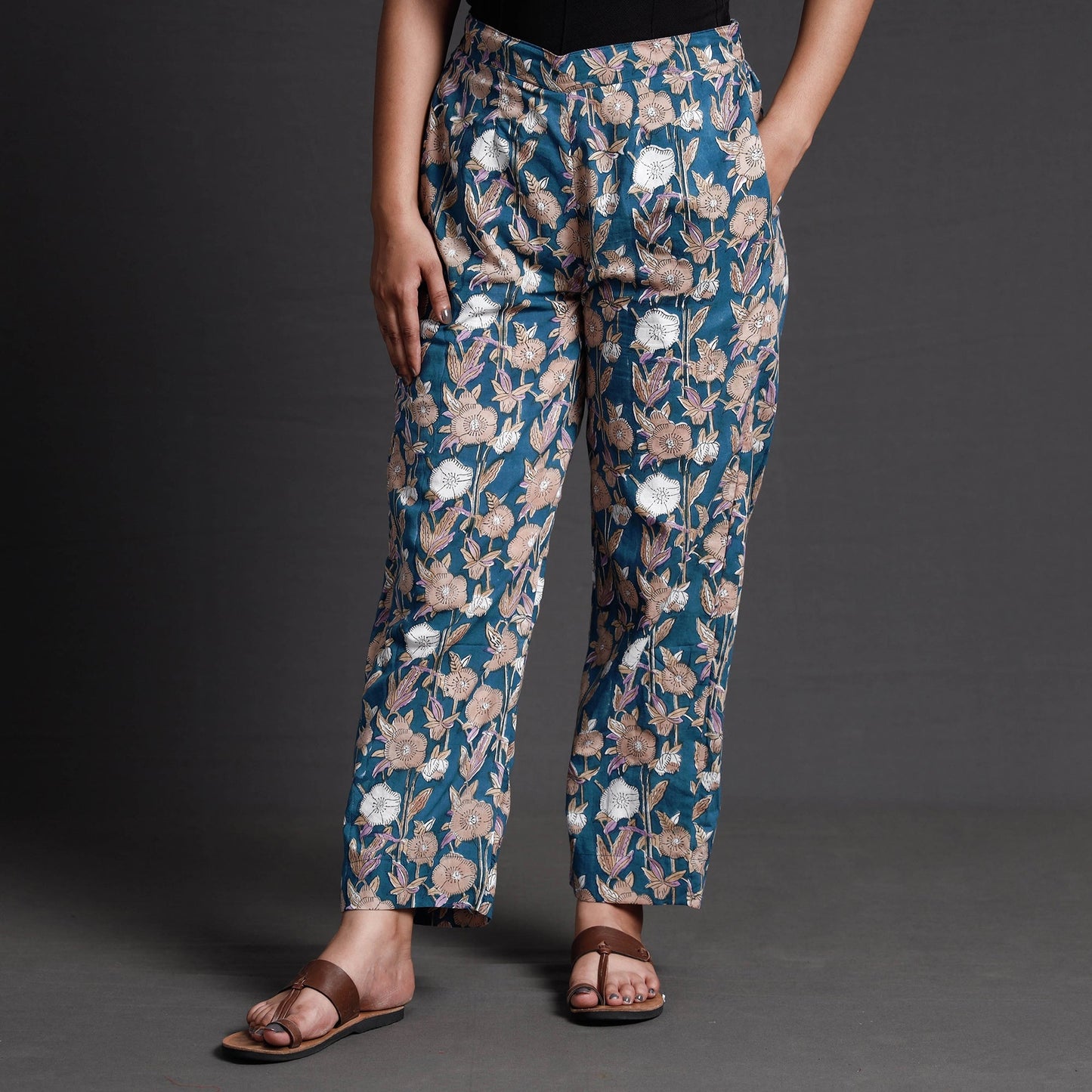Buy Sanganeri Block Printed Cotton Elasticated Palazzo