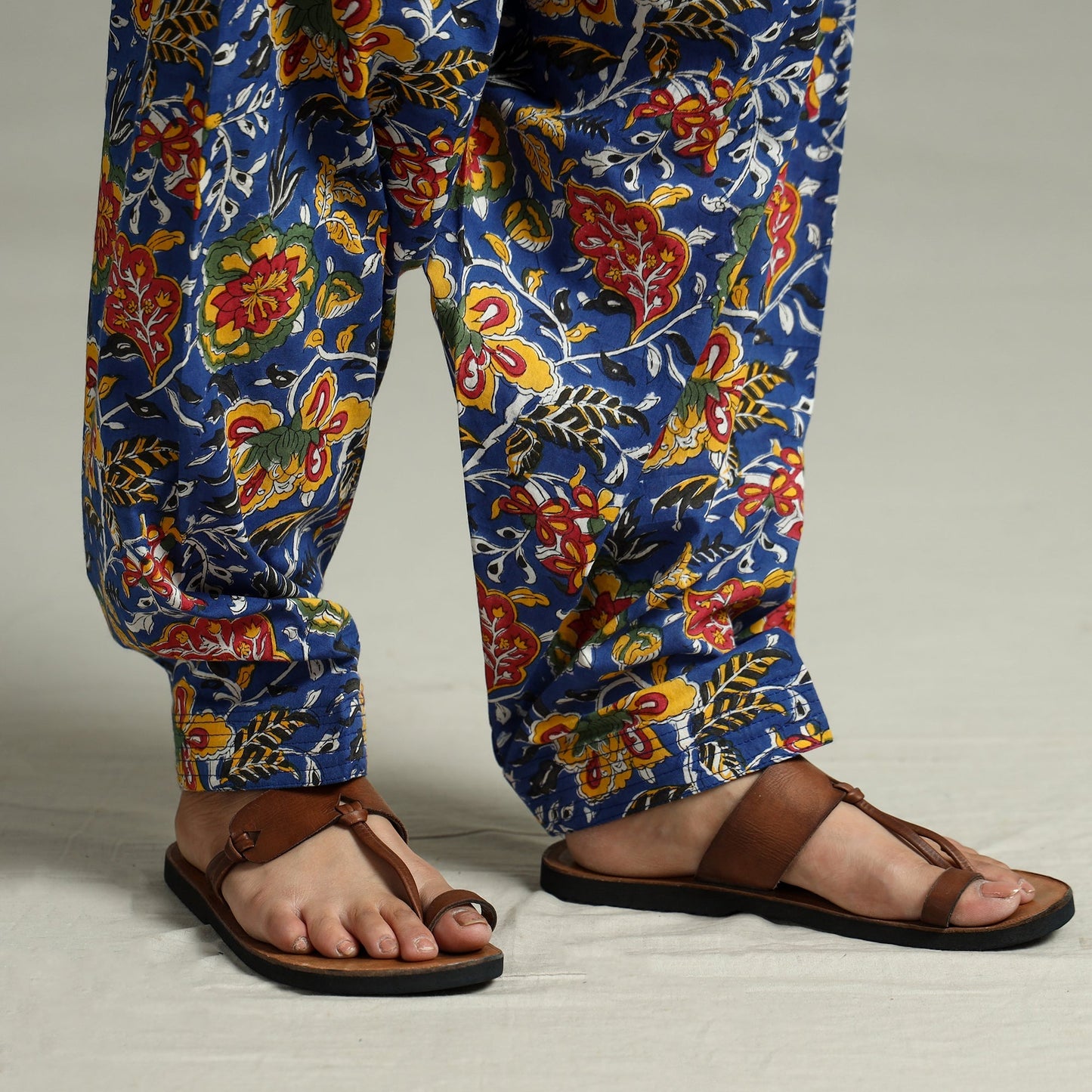 Blue - Sanganeri Block Printed Cotton Elasticated Salwar 03