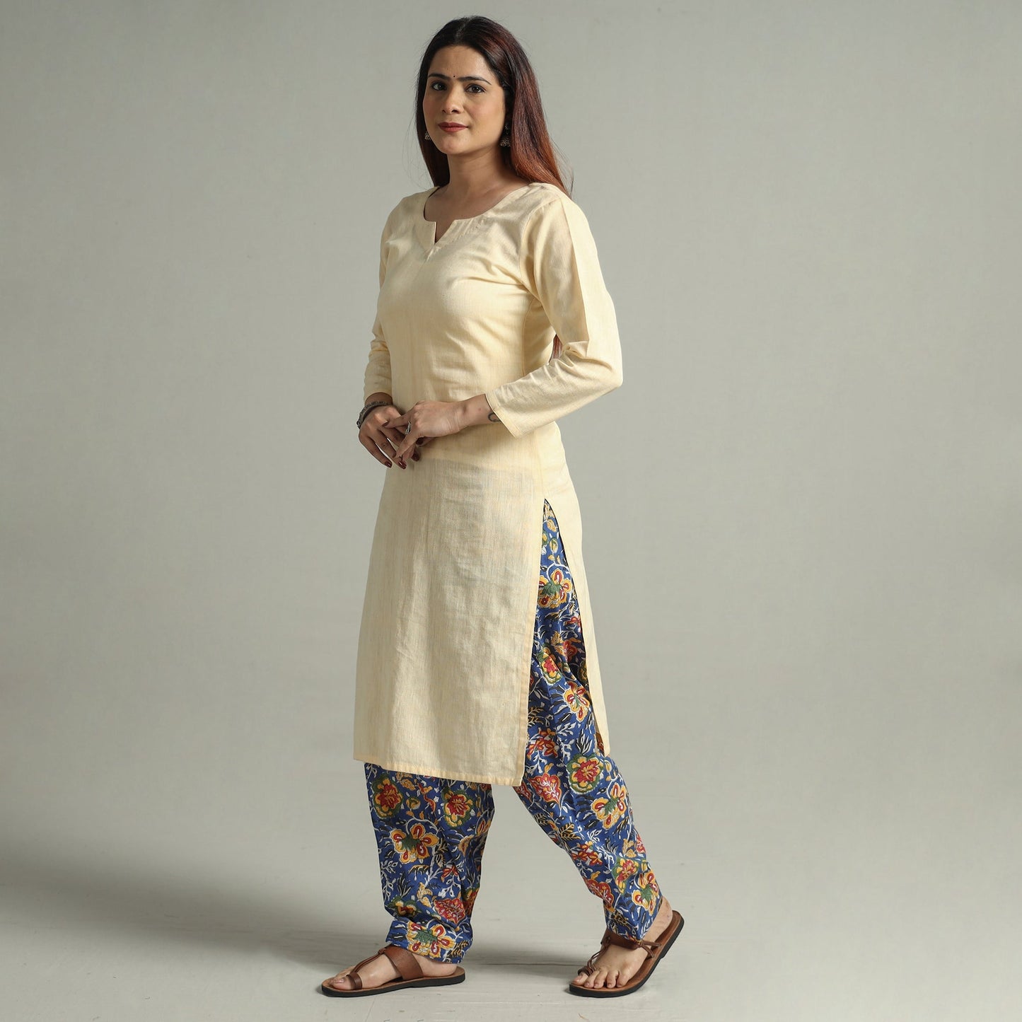 Blue - Sanganeri Block Printed Cotton Elasticated Salwar 03