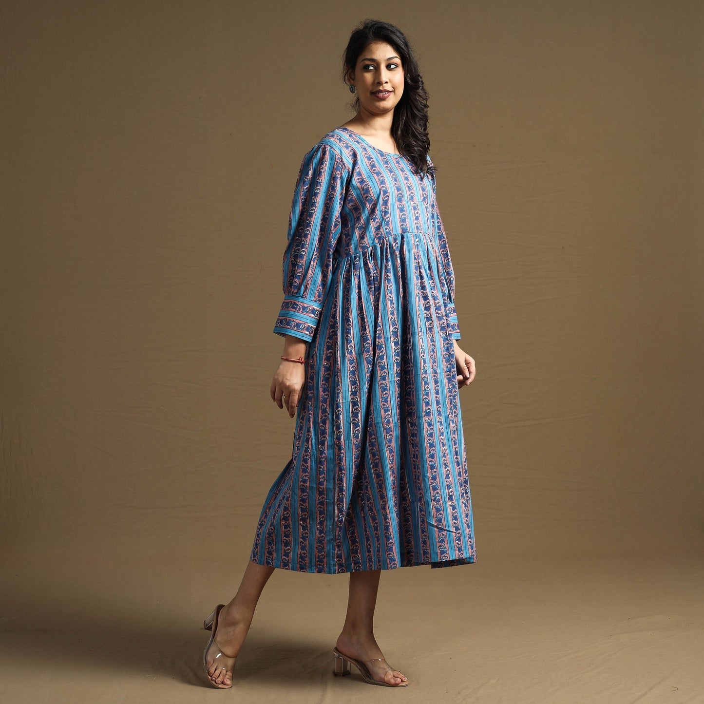 Buy Sanganeri Block Printed Cotton Flared Dress Online at iTokri.com