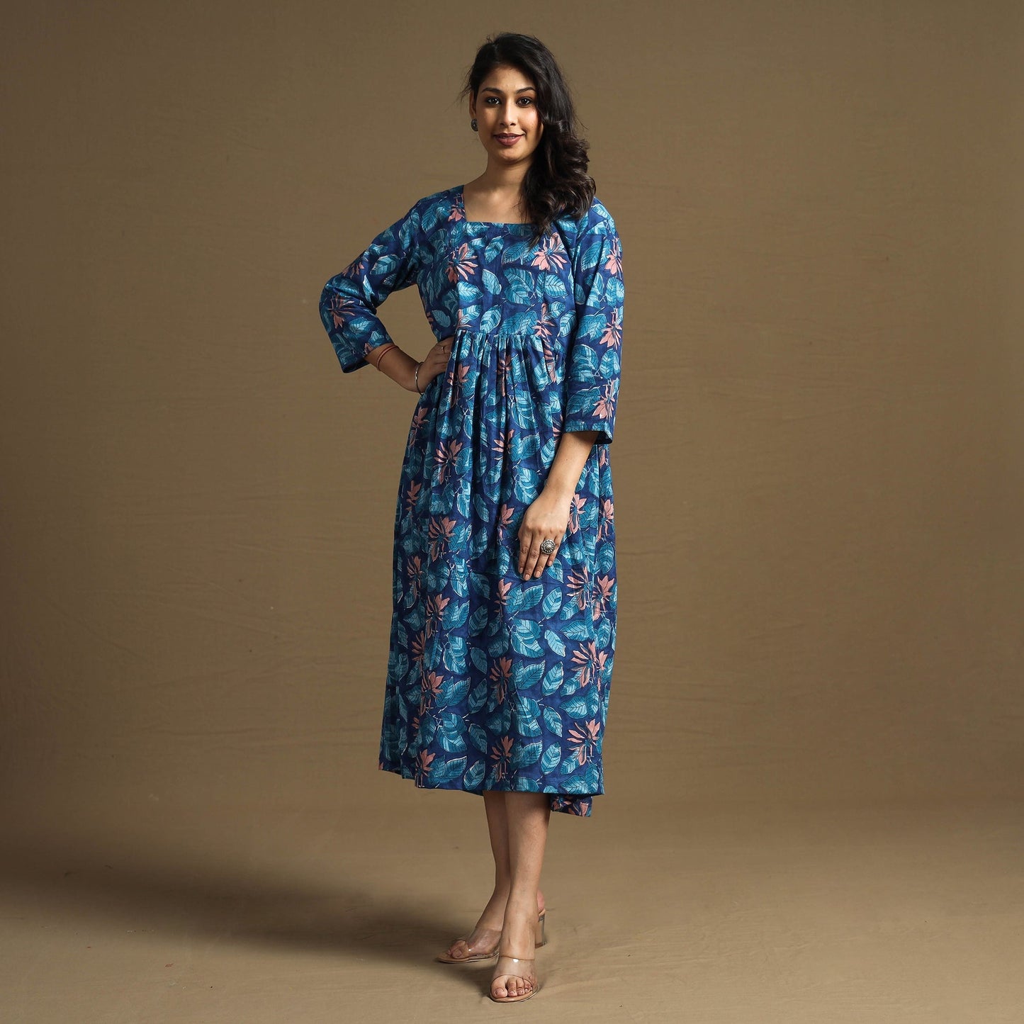 Buy Sanganeri Block Printed Cotton Flared Dress Online at iTokri.com