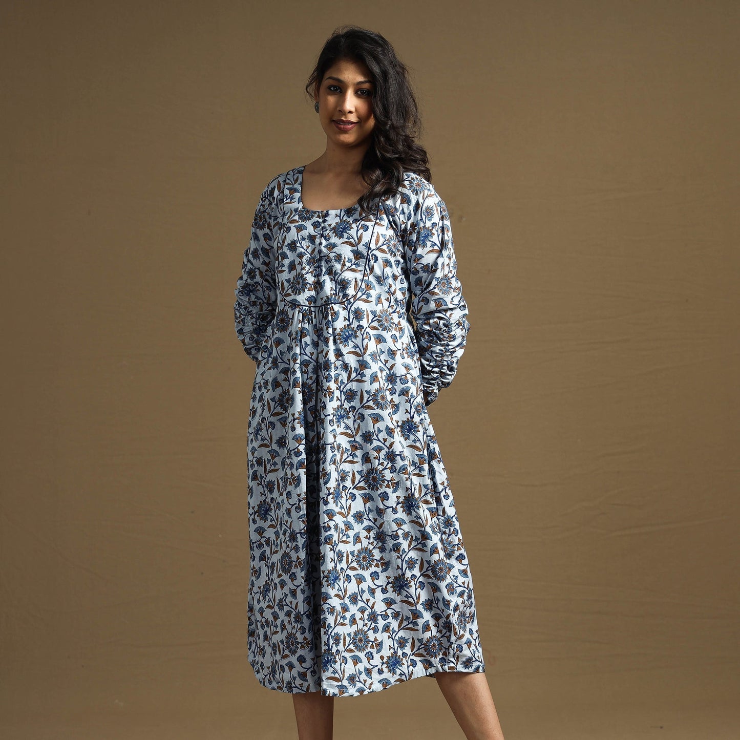 Buy Sanganeri Block Printed Cotton Flared Dress Online at iTokri.com