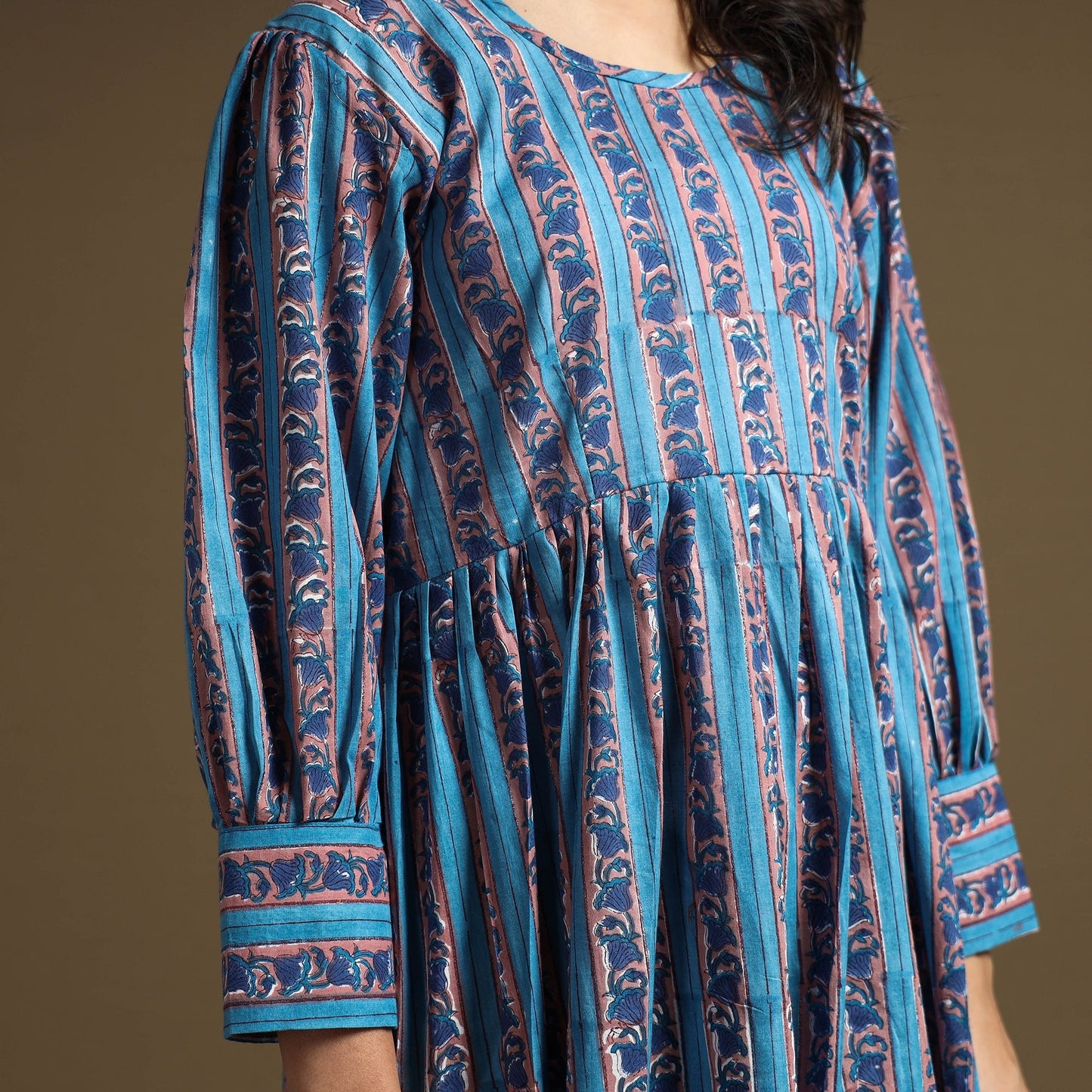Buy Sanganeri Block Printed Cotton Flared Dress Online at iTokri.com