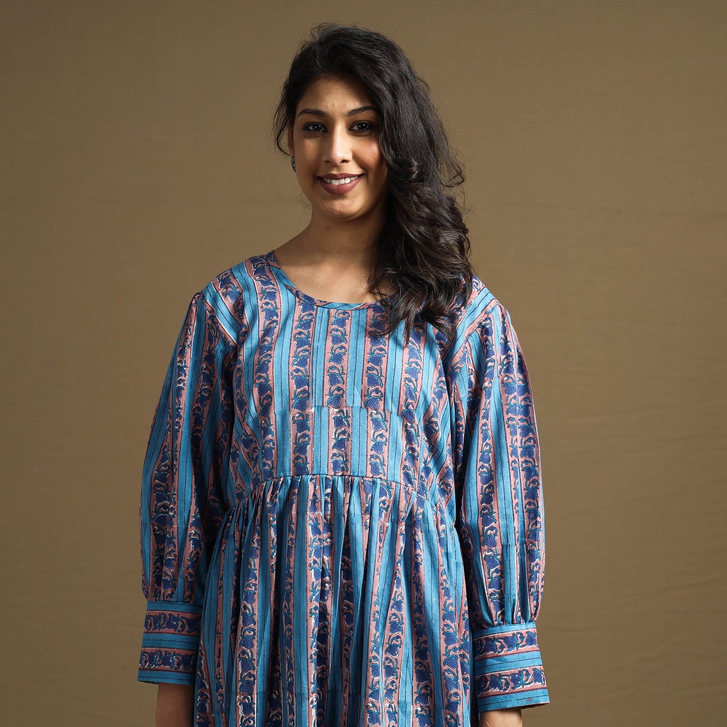 Buy Sanganeri Block Printed Cotton Flared Dress Online at iTokri.com