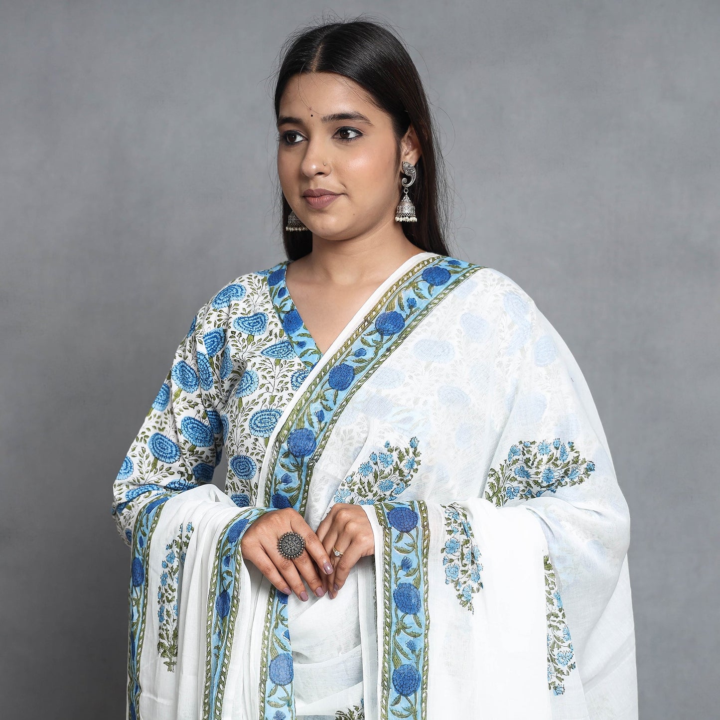 Sanganeri Kurta with Palazzo & Dupatta Set