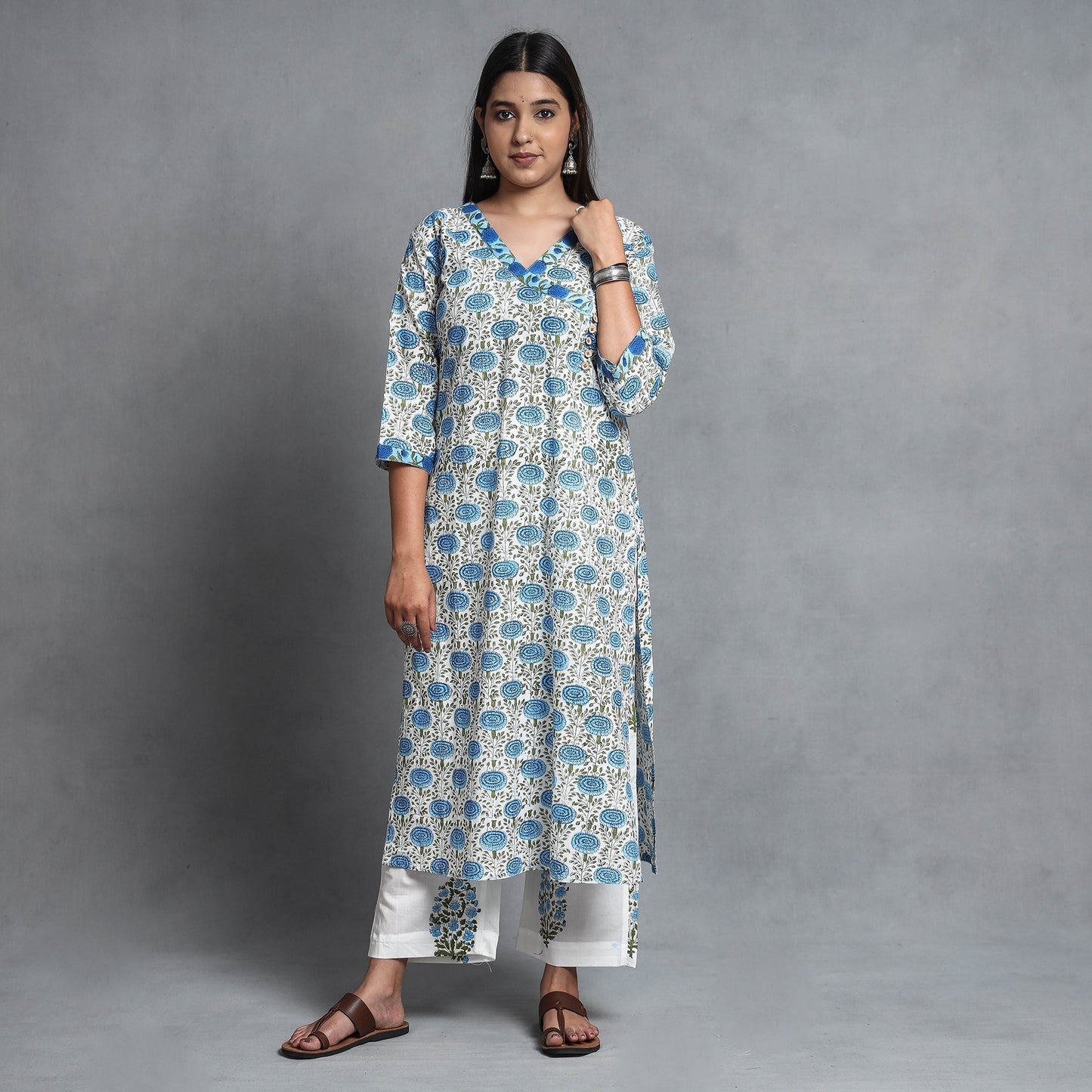 Sanganeri Kurta with Palazzo & Dupatta Set