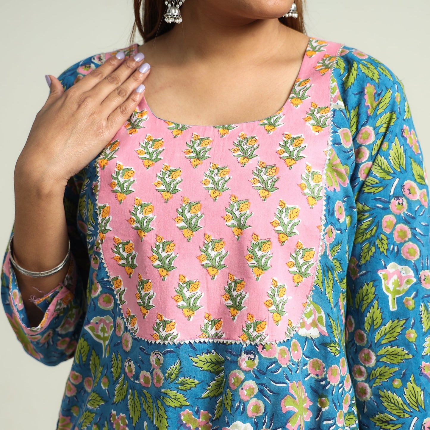 Buy Sanganeri Block Printed Cotton Kurta with Sharara Set Online at iTokri.com