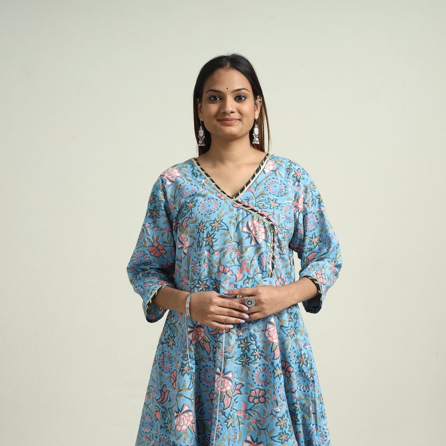 Sanganeri block printed cotton kurta with sharara set