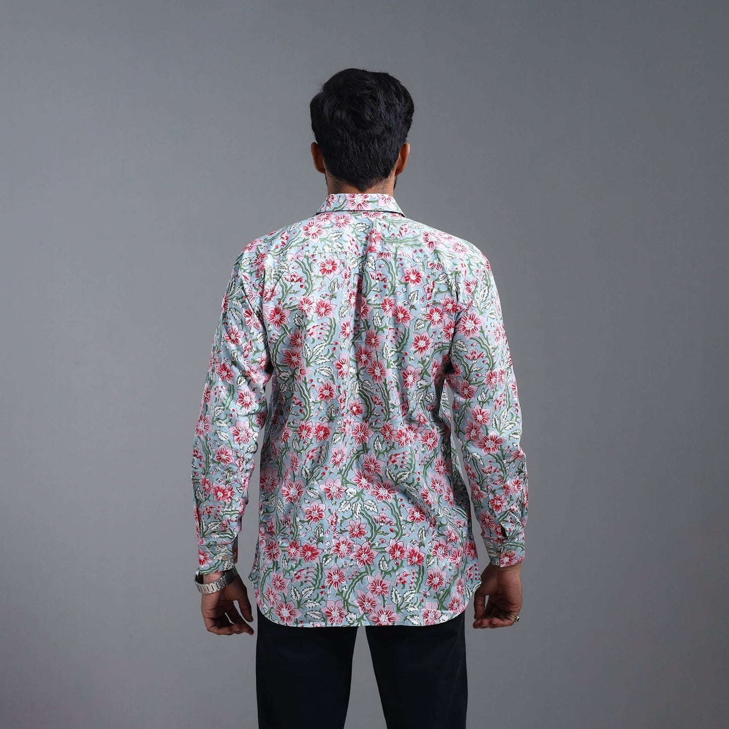 Blue Sanganeri Block Printed Cotton Men Shirt