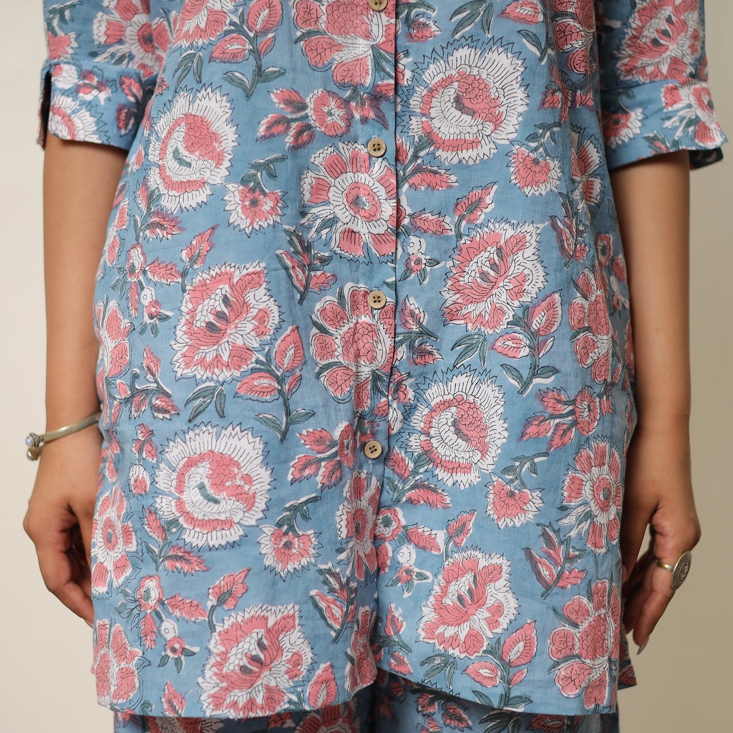 Blue - sanganeri block printed cotton co-ord set 14