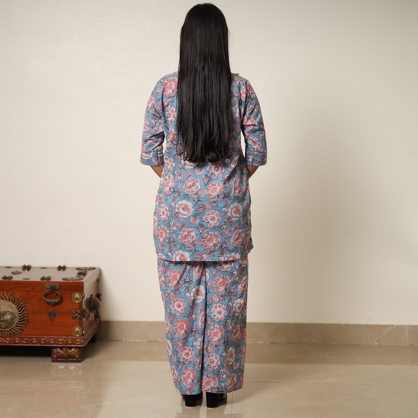 Blue - sanganeri block printed cotton co-ord set 14