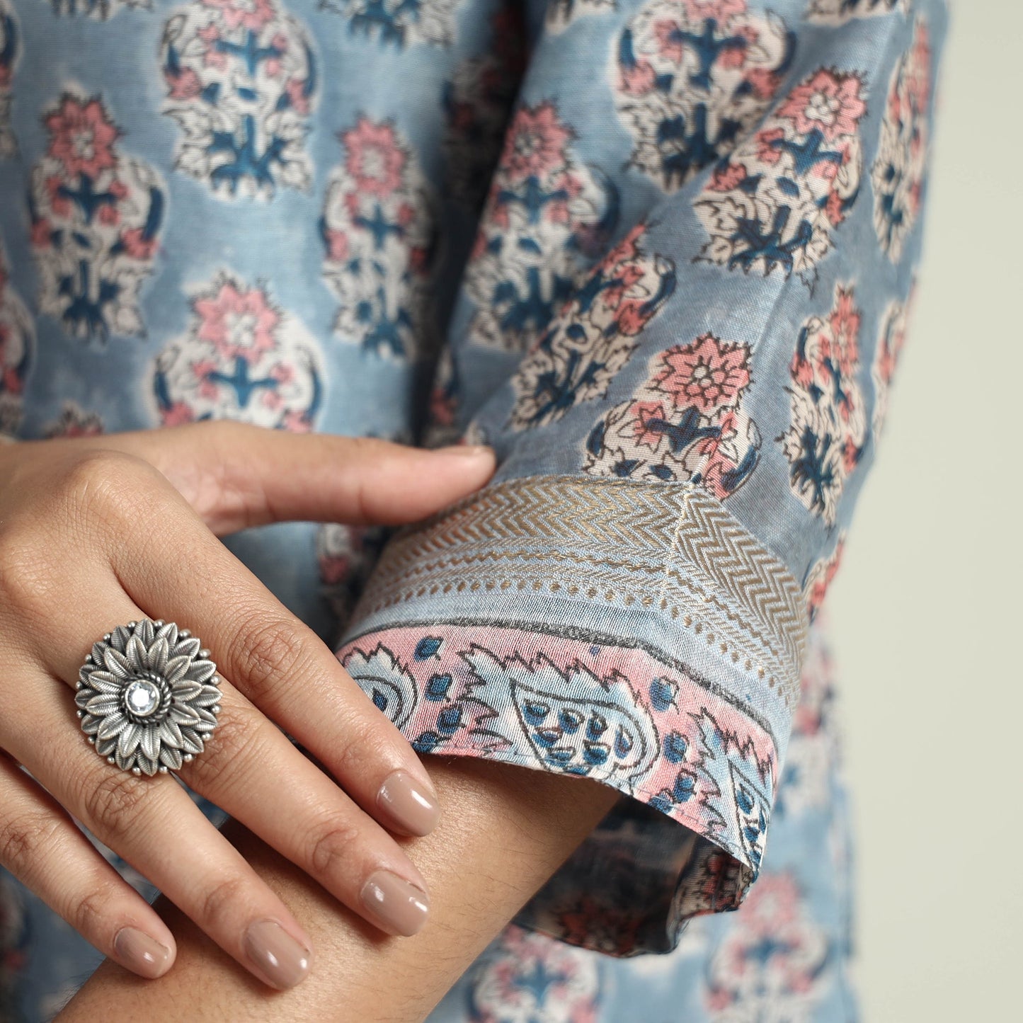 Sanganeri printed maheshwari silk kurta with palazzo &