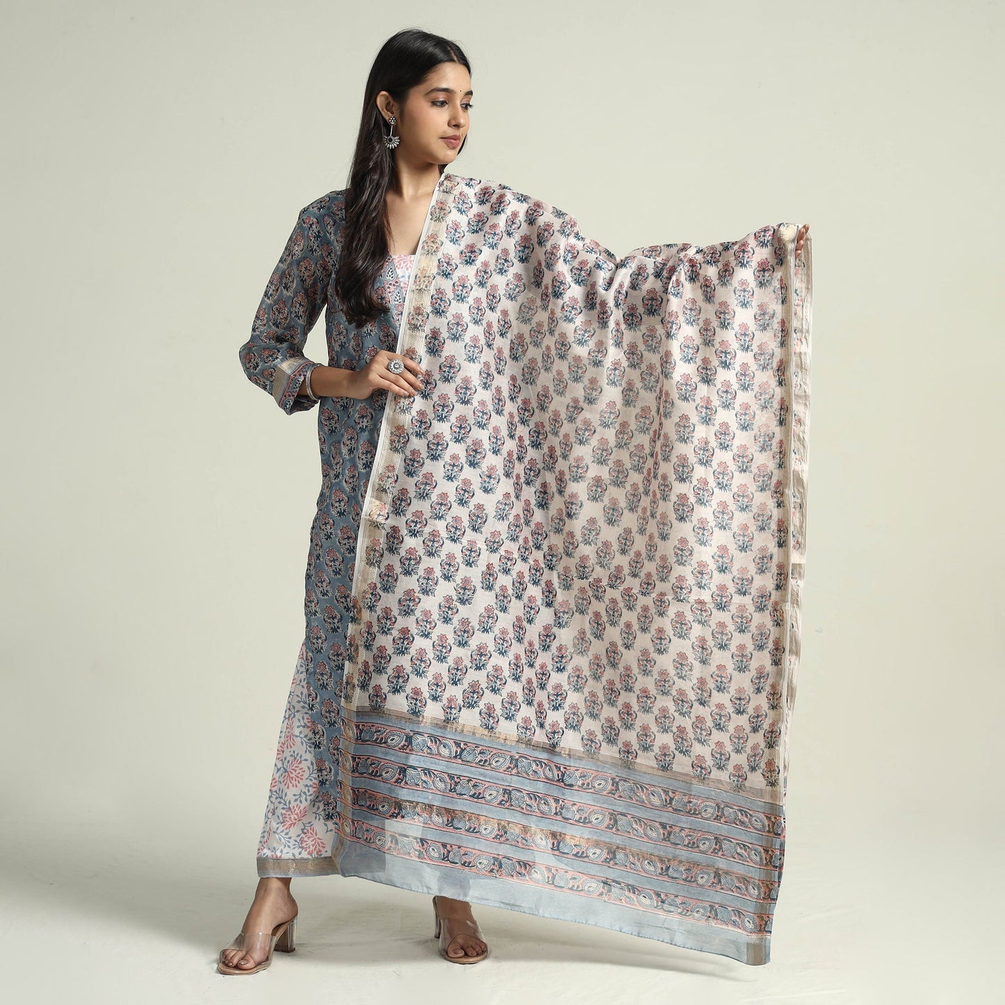 Sanganeri printed maheshwari silk kurta with palazzo &