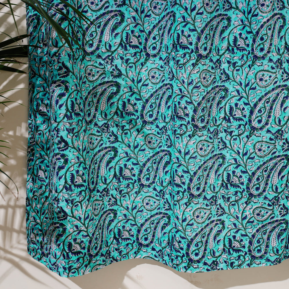 Blue - sanganeri cotton door curtain (7 x 3.2 feet) (single