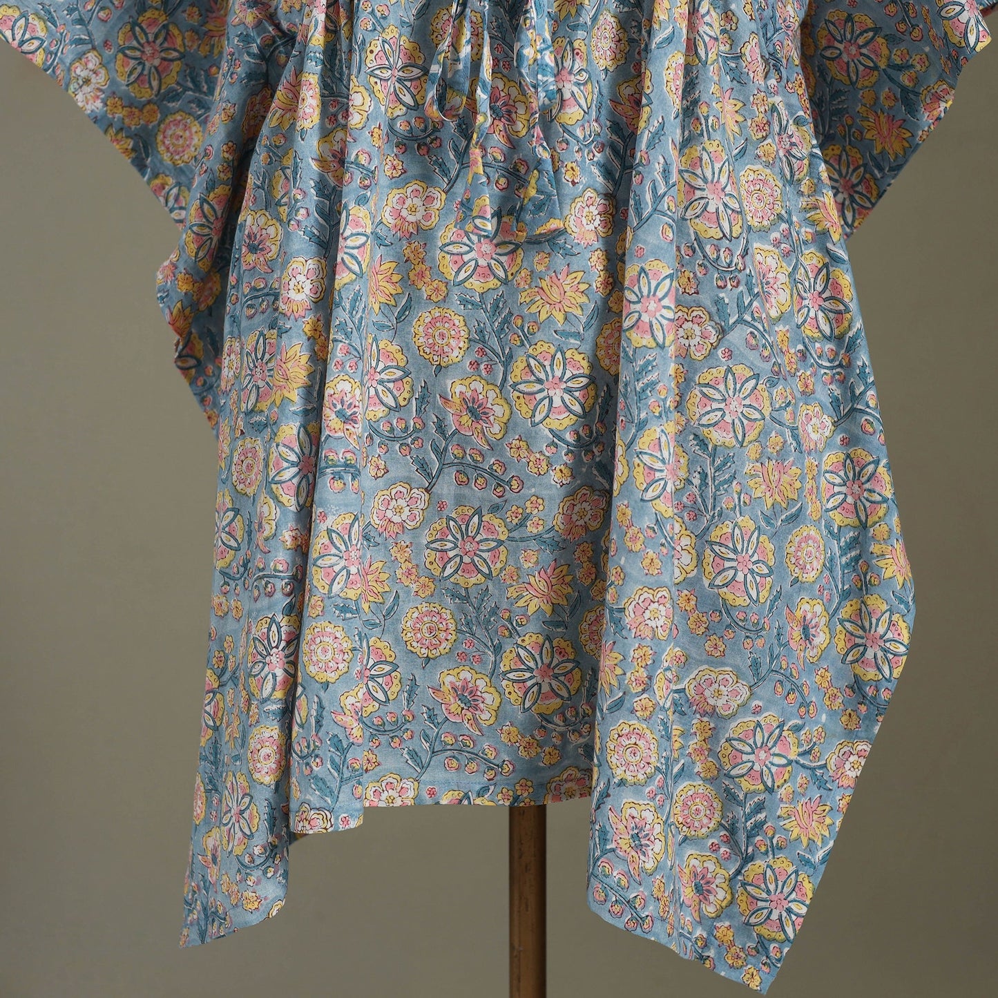Blue Sanganeri Block Print Cotton Kaftan (Medium)