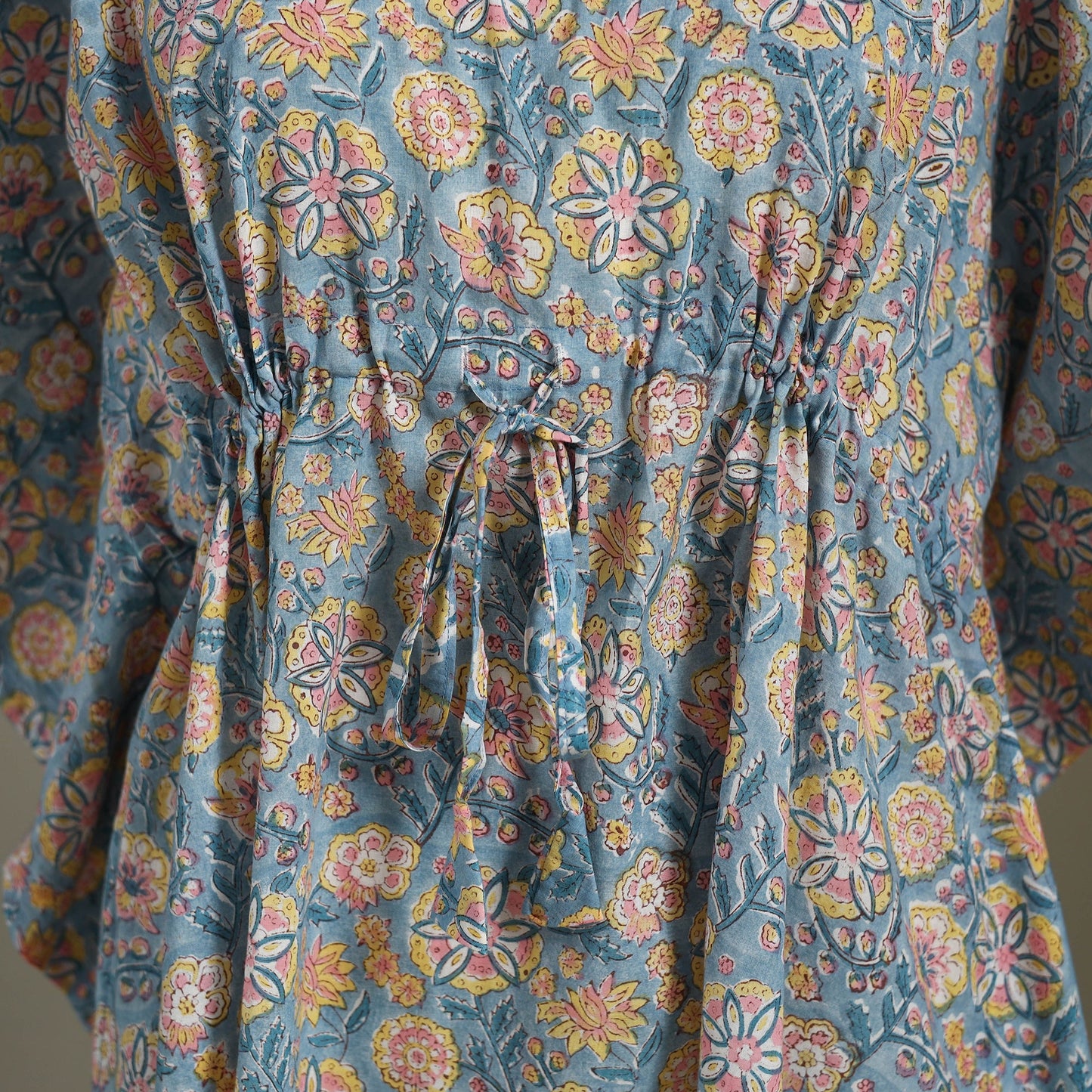 Blue Sanganeri Block Print Cotton Kaftan (Medium)