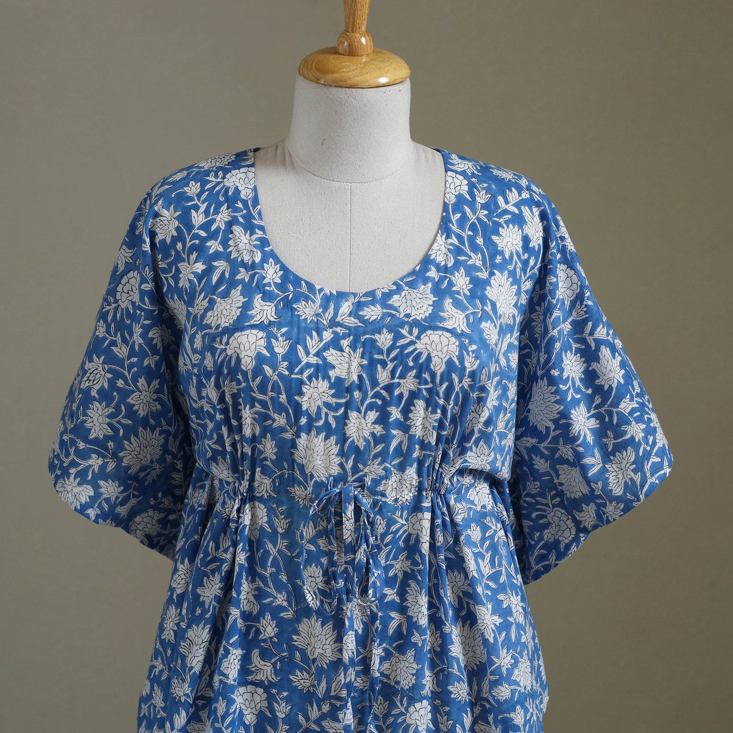 Blue - sanganeri cotton kaftan (medium) 45 - handcrafted