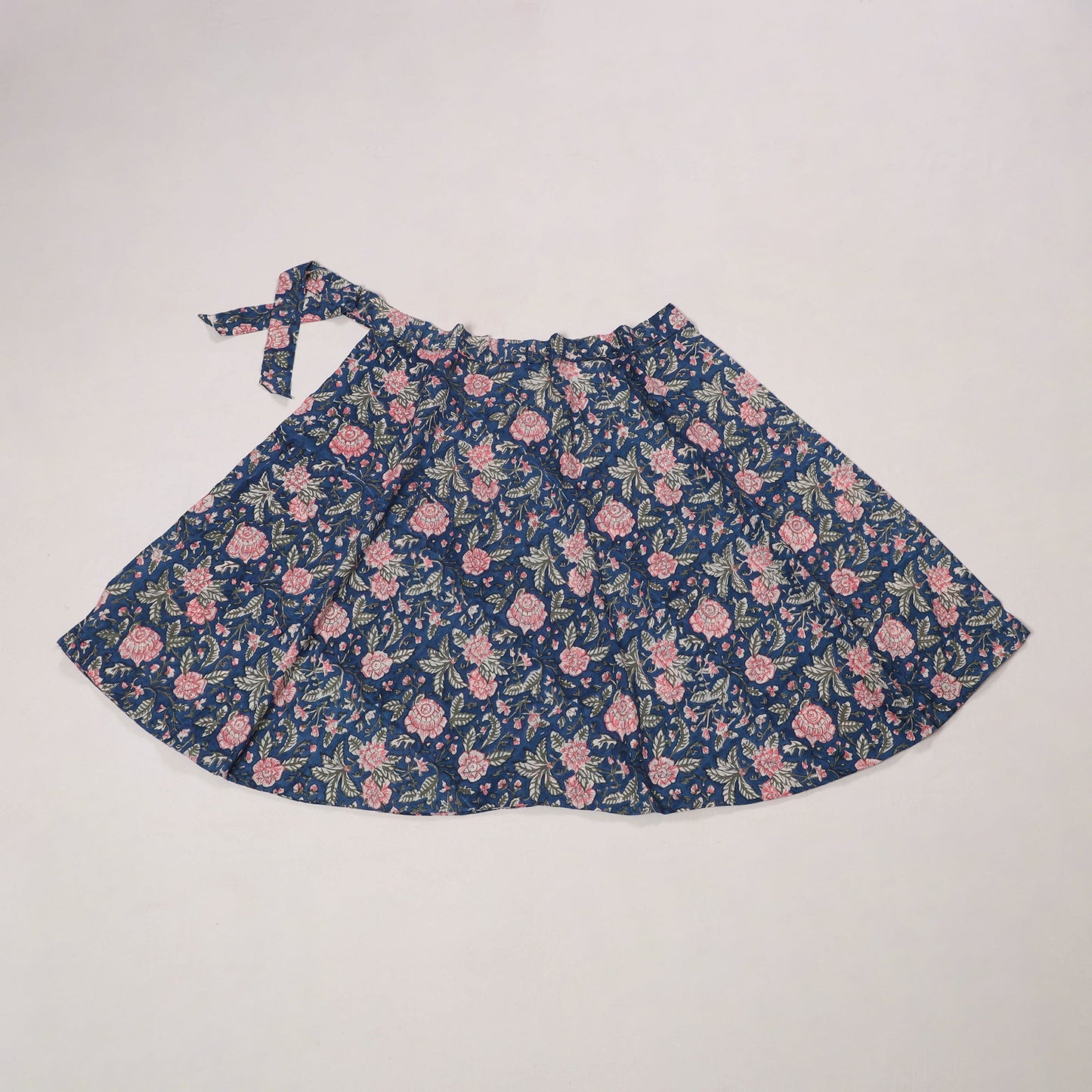 Blue - sanganeri cotton wrap around skirt 20 - handcrafted