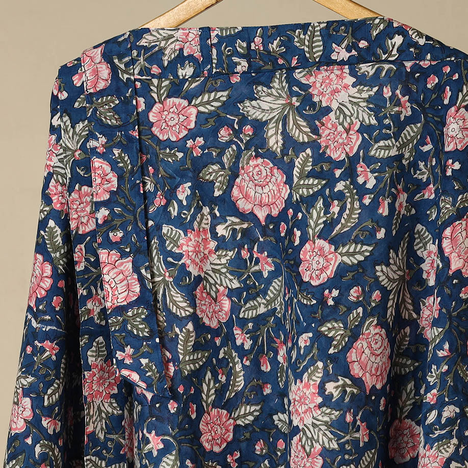 Blue - sanganeri cotton wrap around skirt 20 - handcrafted