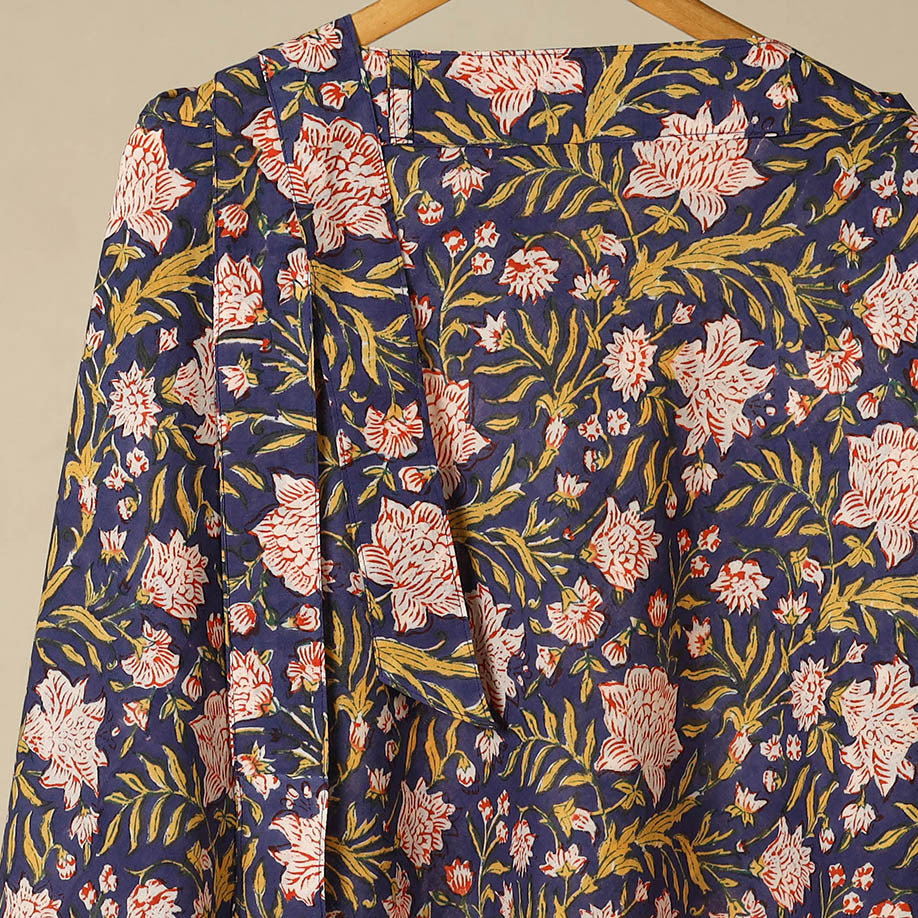 Blue - sanganeri cotton wrap around skirt 22 - handcrafted